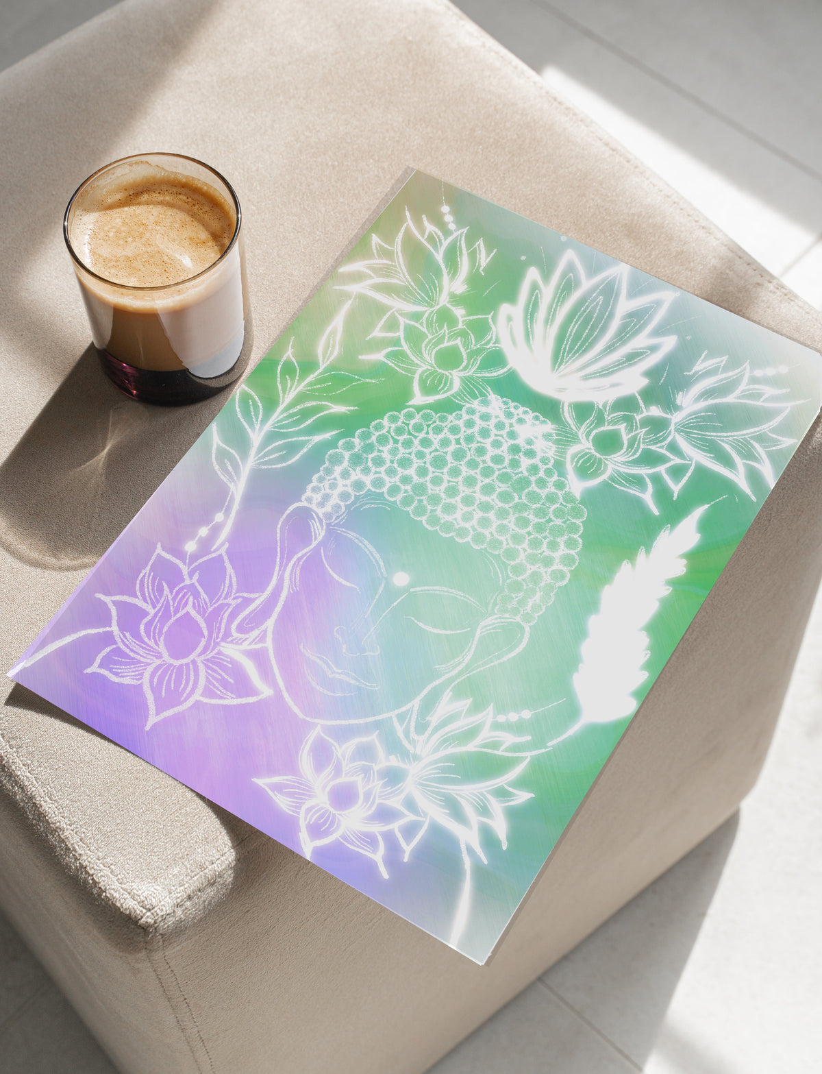 Meditating buddha art print