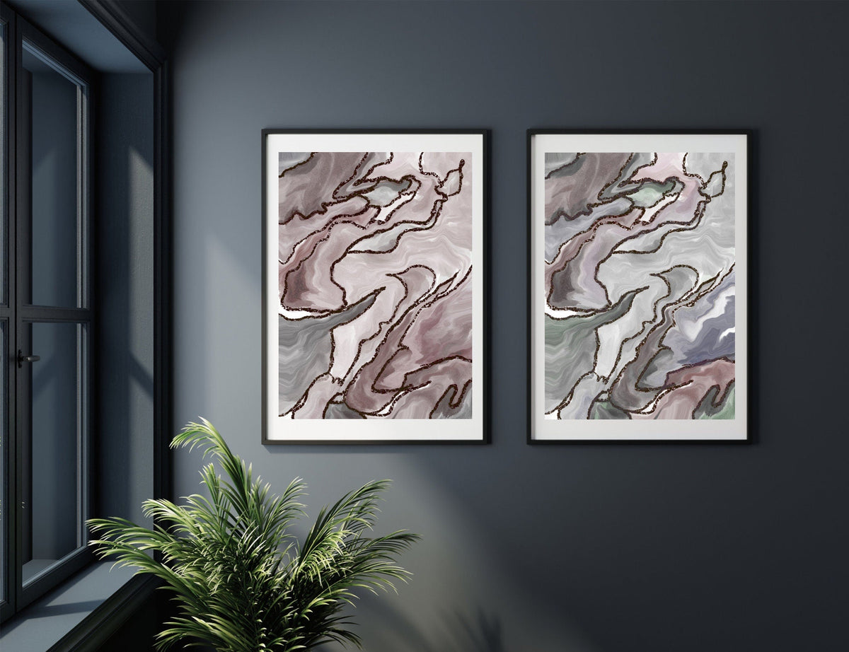 Abstract art prints, spiritual wall art, neutral colour, set of 2