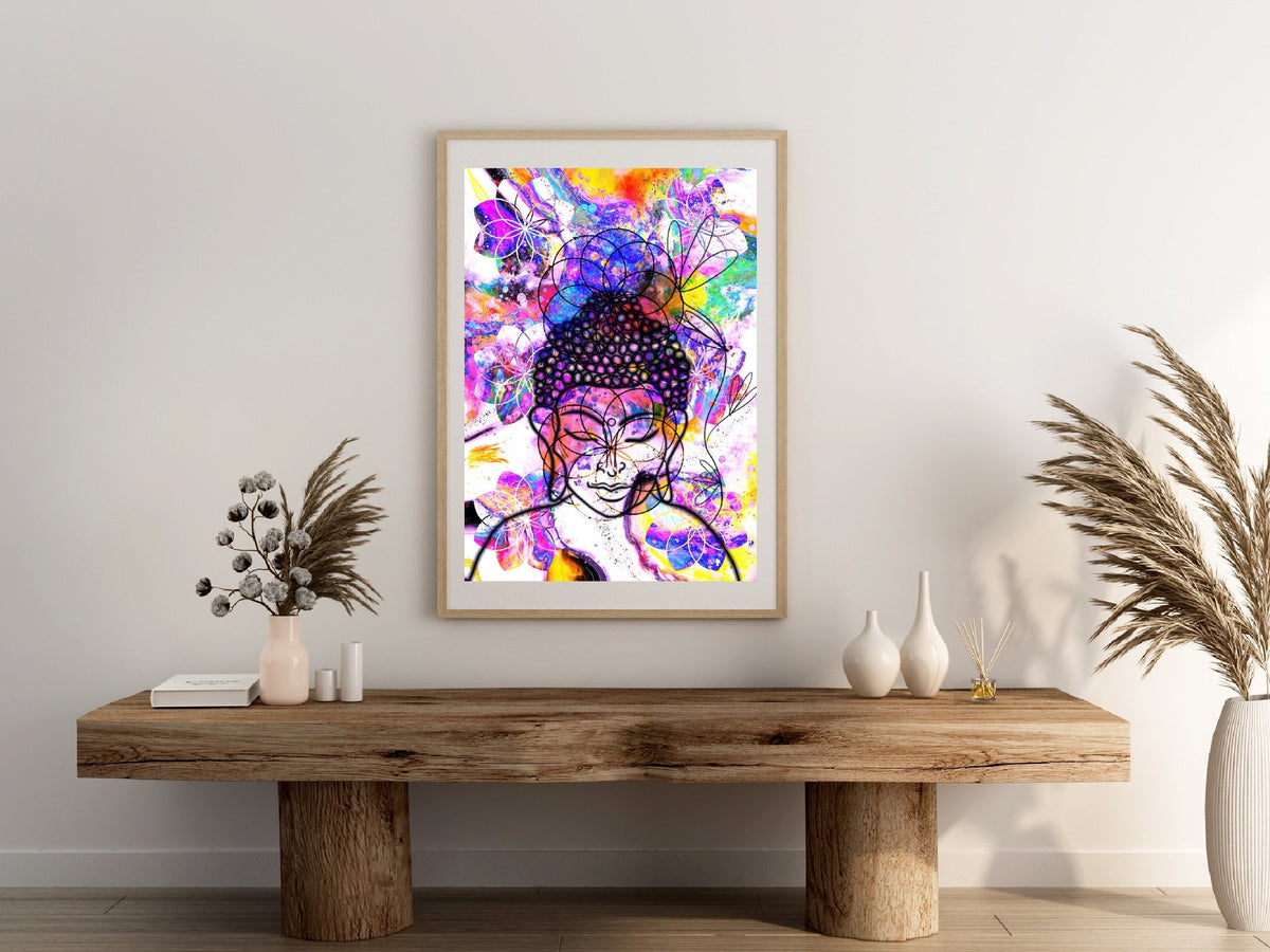 Meditating Buddha art print, spiritual wall art