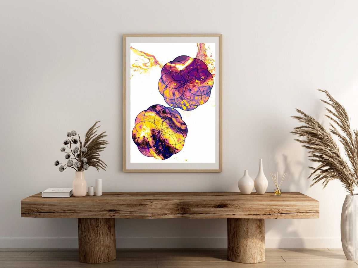 Seed of life art print, sacred geometry wall art