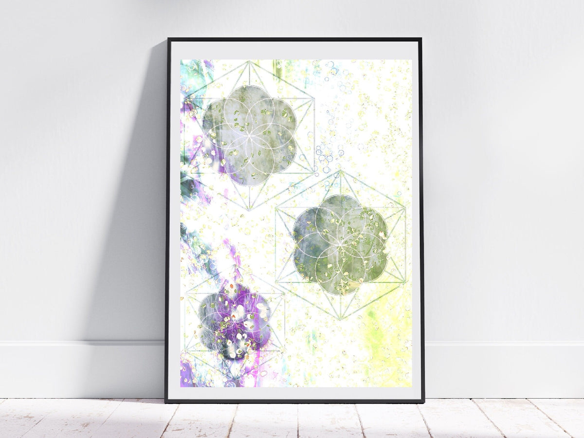 Sacred geometry art print, seed of life wall art