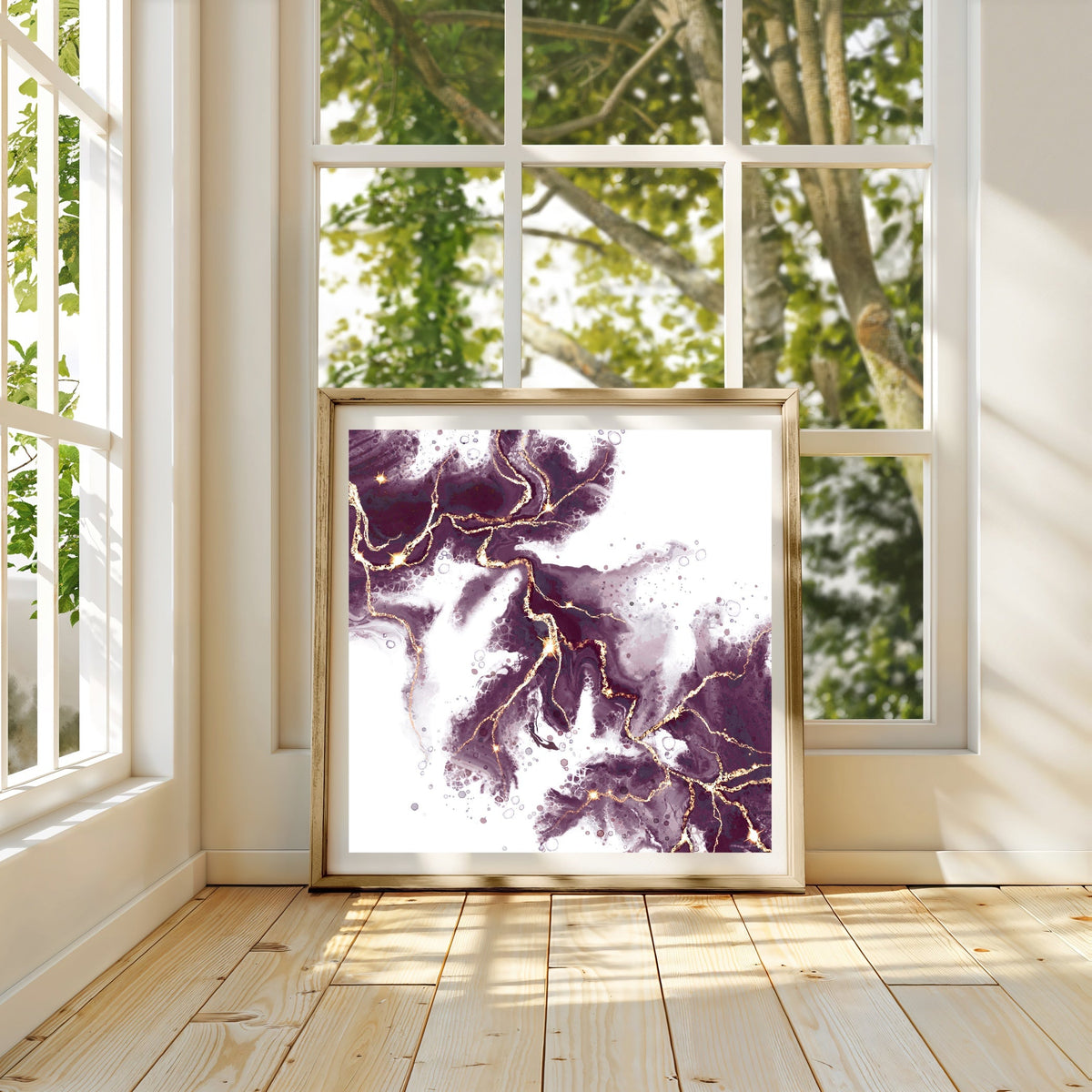 Abstract art print, spiritual wall art, burgundy and gold.