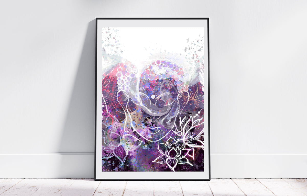 Meditating buddha art print 