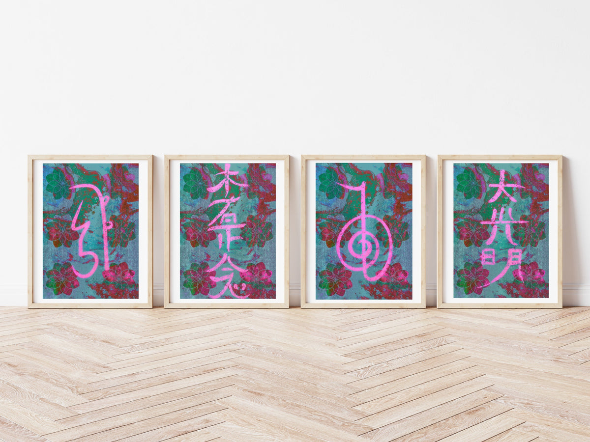 Reiki symbol art print, healing wall art 