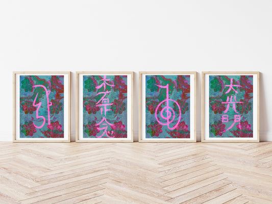 Reiki symbol art print, healing wall art 