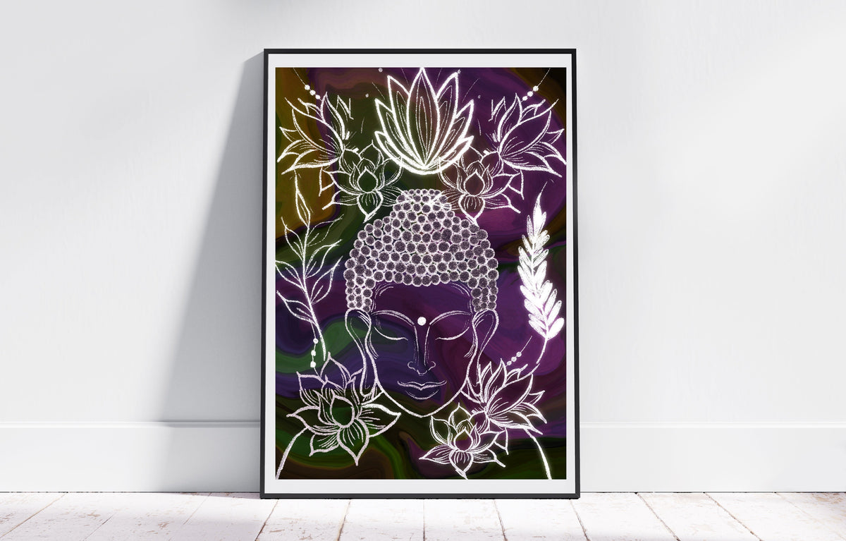 Meditating buddha art print