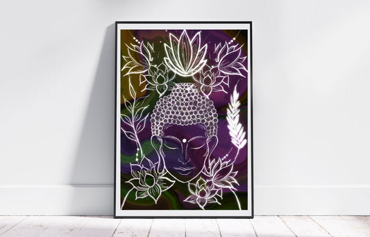 Meditating buddha art print