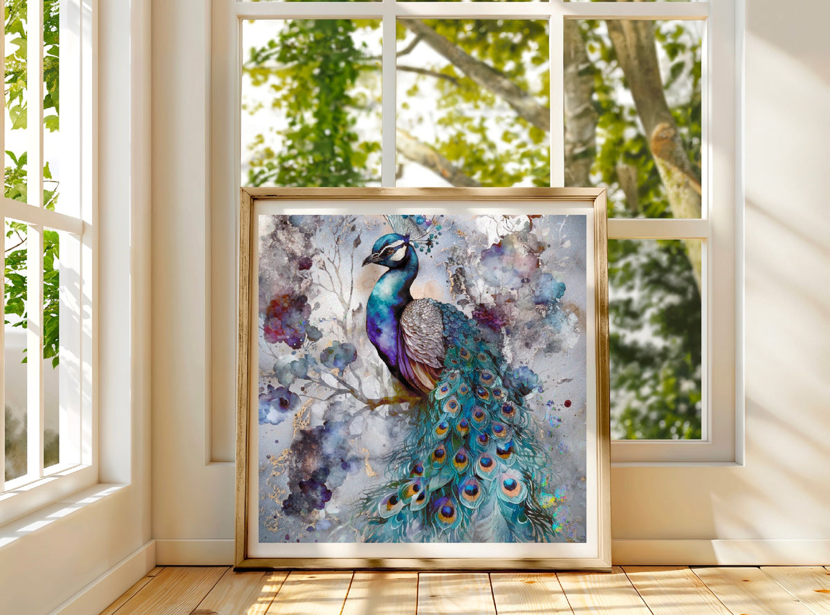Peacock art print, bird wall art