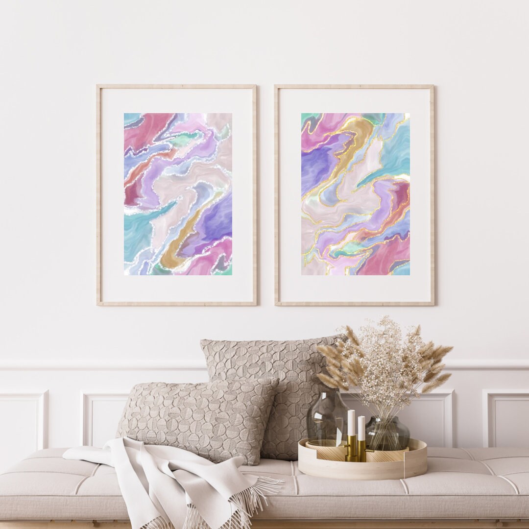 Pastel Abstract Art Prints - Set of Two