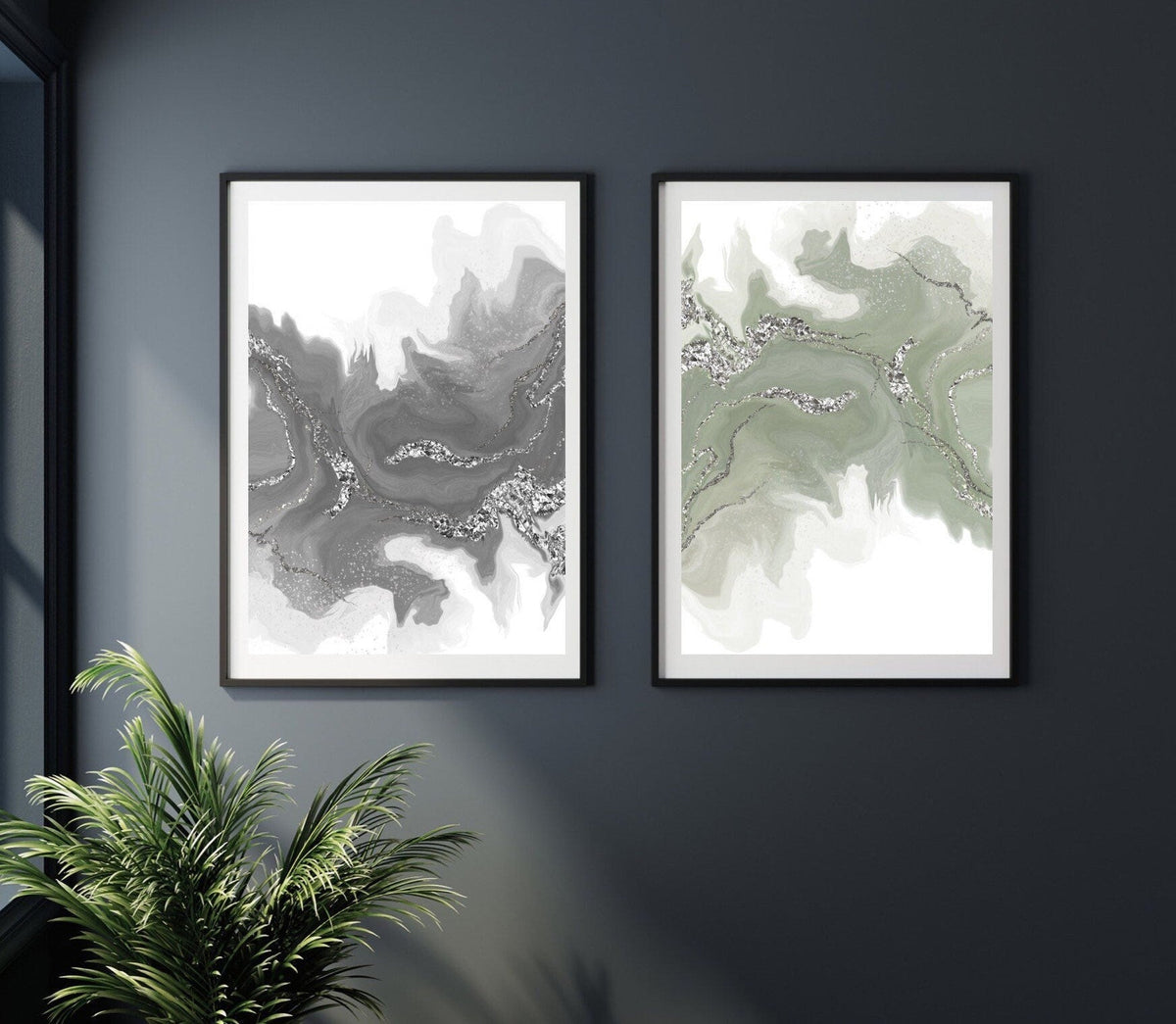 Abstract art prints, neutral tones, set of two