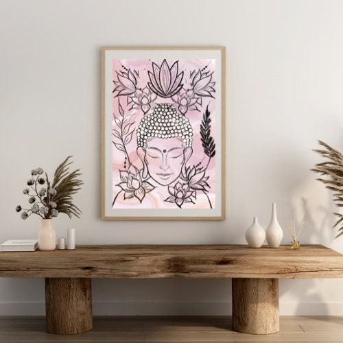 Meditating Buddha art print, spiritual wall art