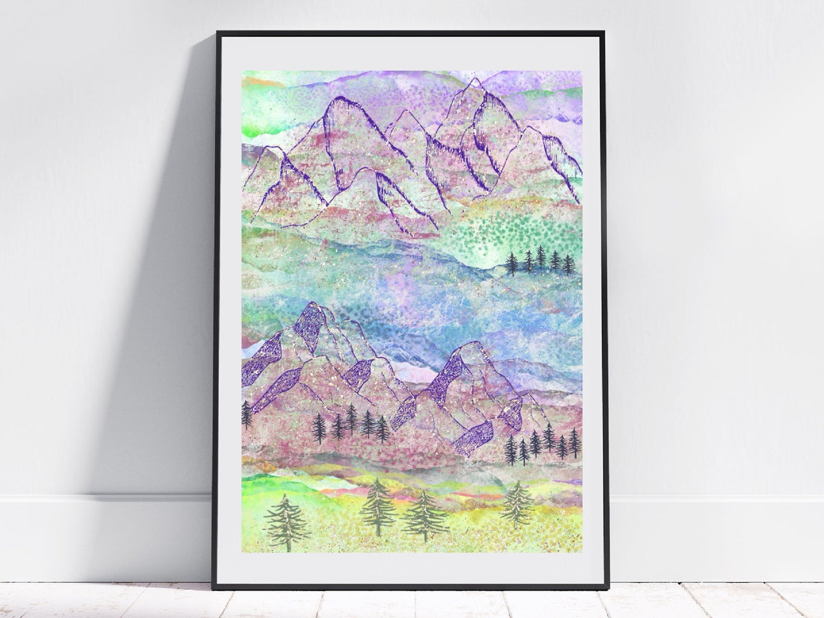 Mountain art print, mountain wall art
