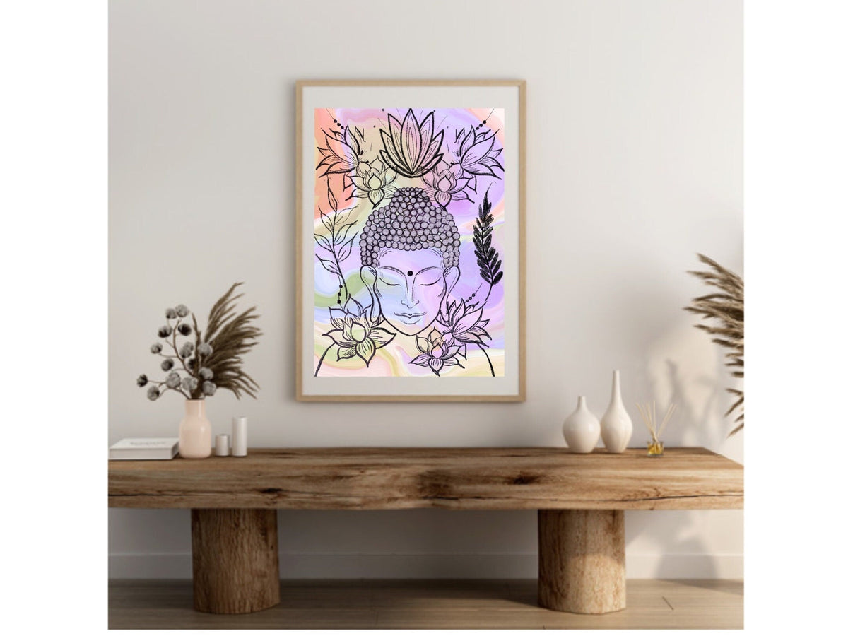 Meditating buddha art print