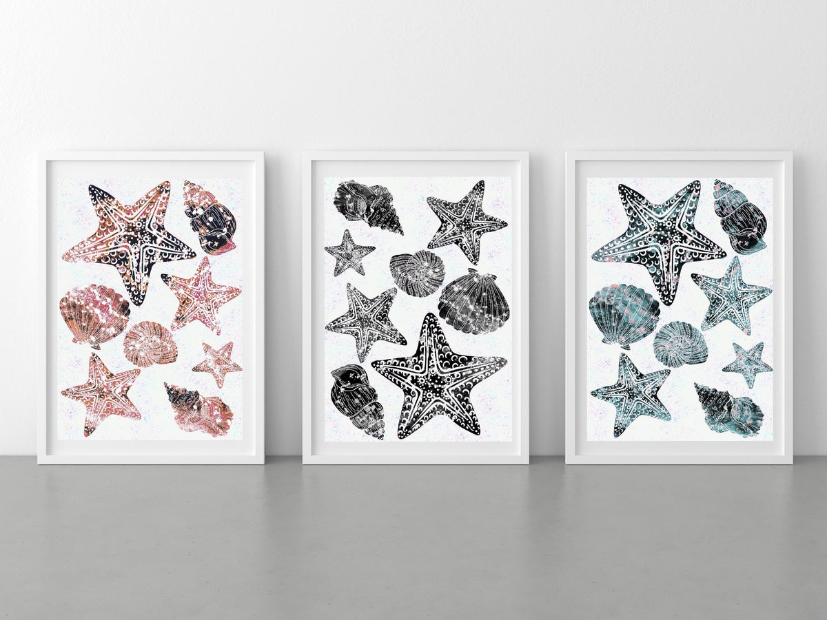 Coastal art prints set
