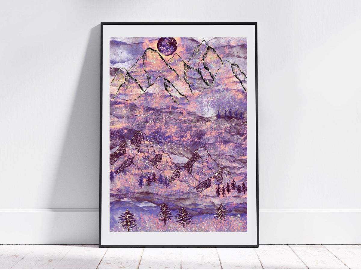 Mountain art print, mountain wall art