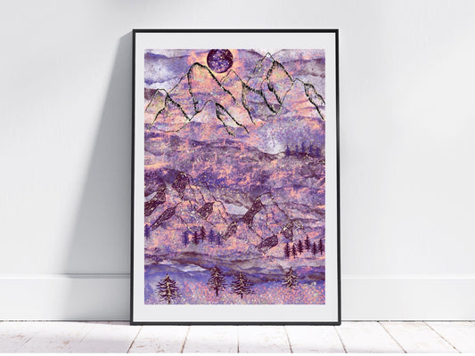 Mountain art print, mountain wall art