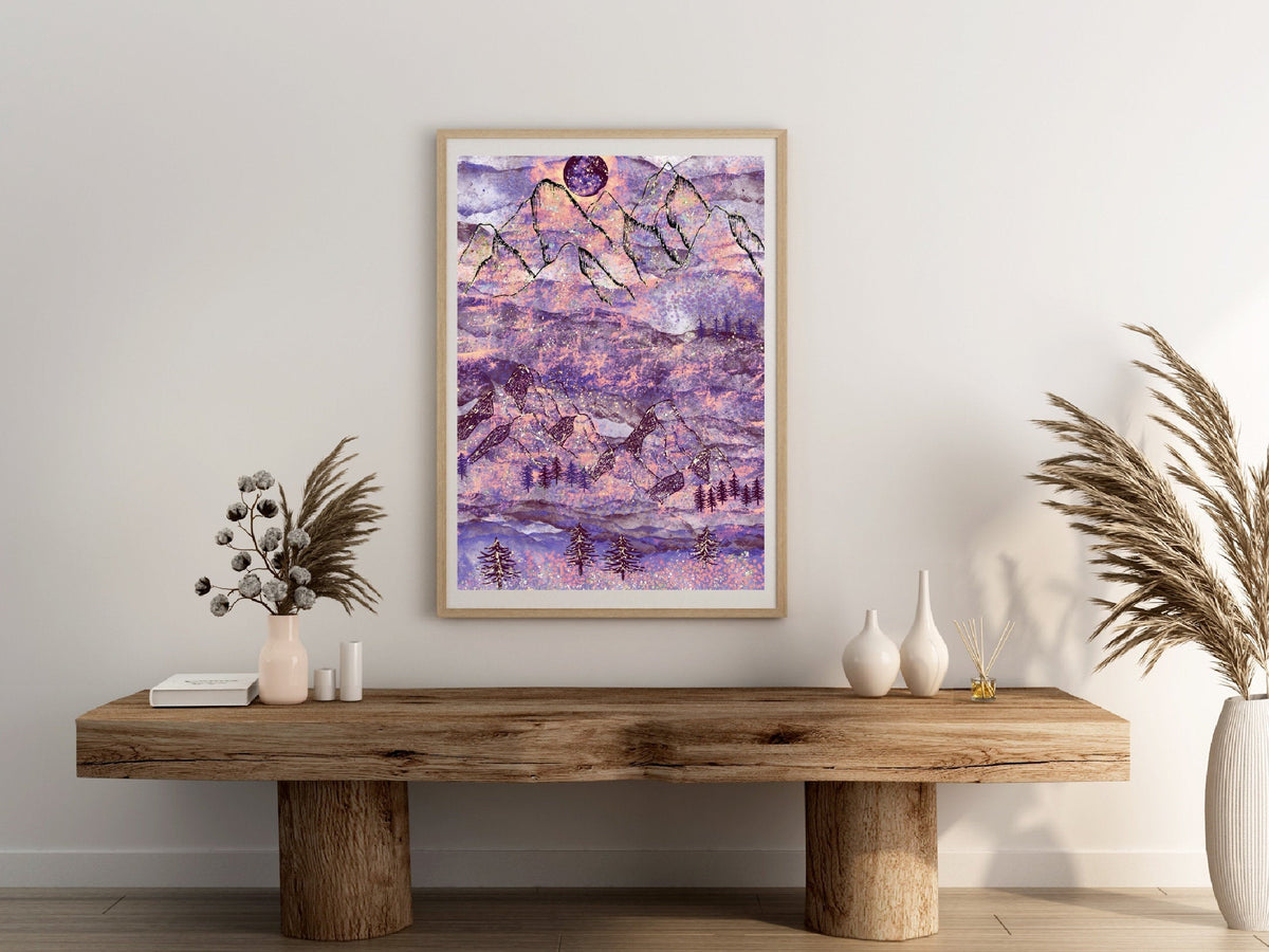 Mountain art print, mountain wall art