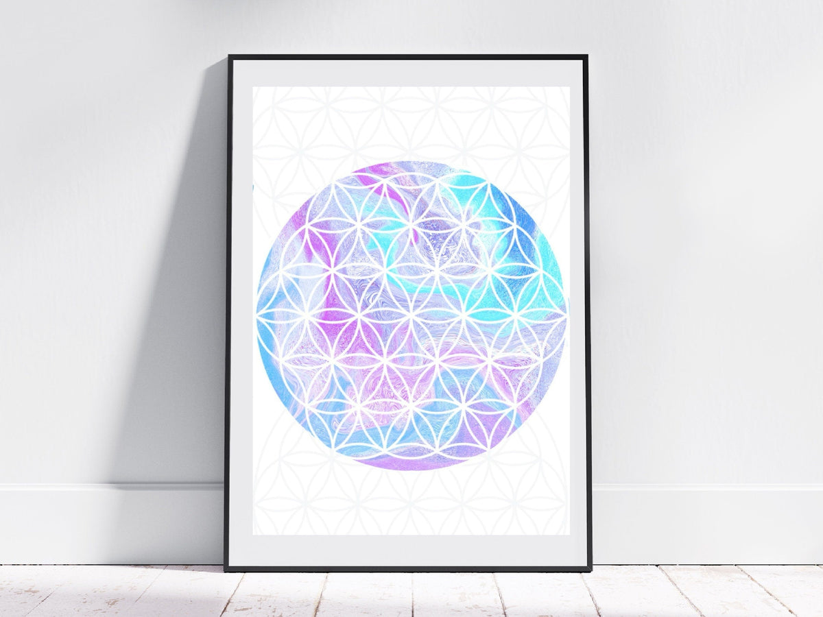 Flower of life art print, sacred geometry wall art