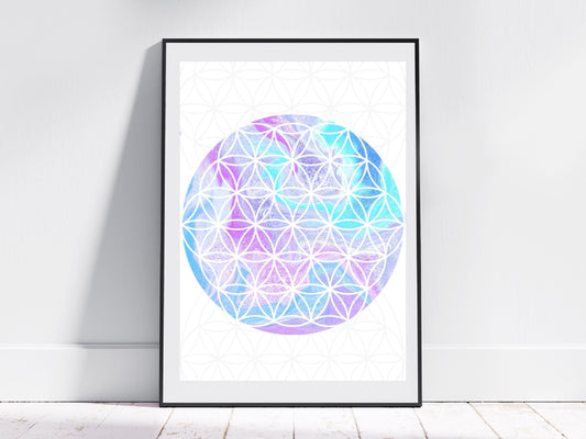 Flower of life art print, sacred geometry wall art