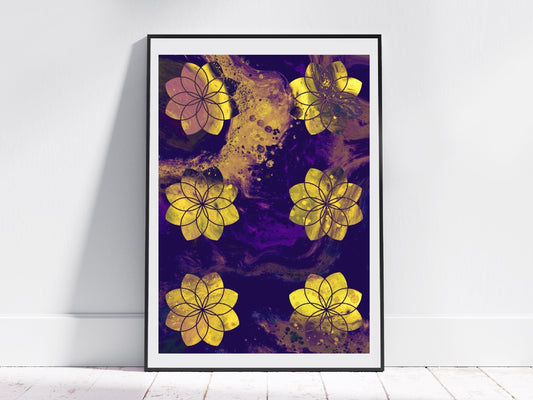 Seed of life art print, sacred geometry wall art