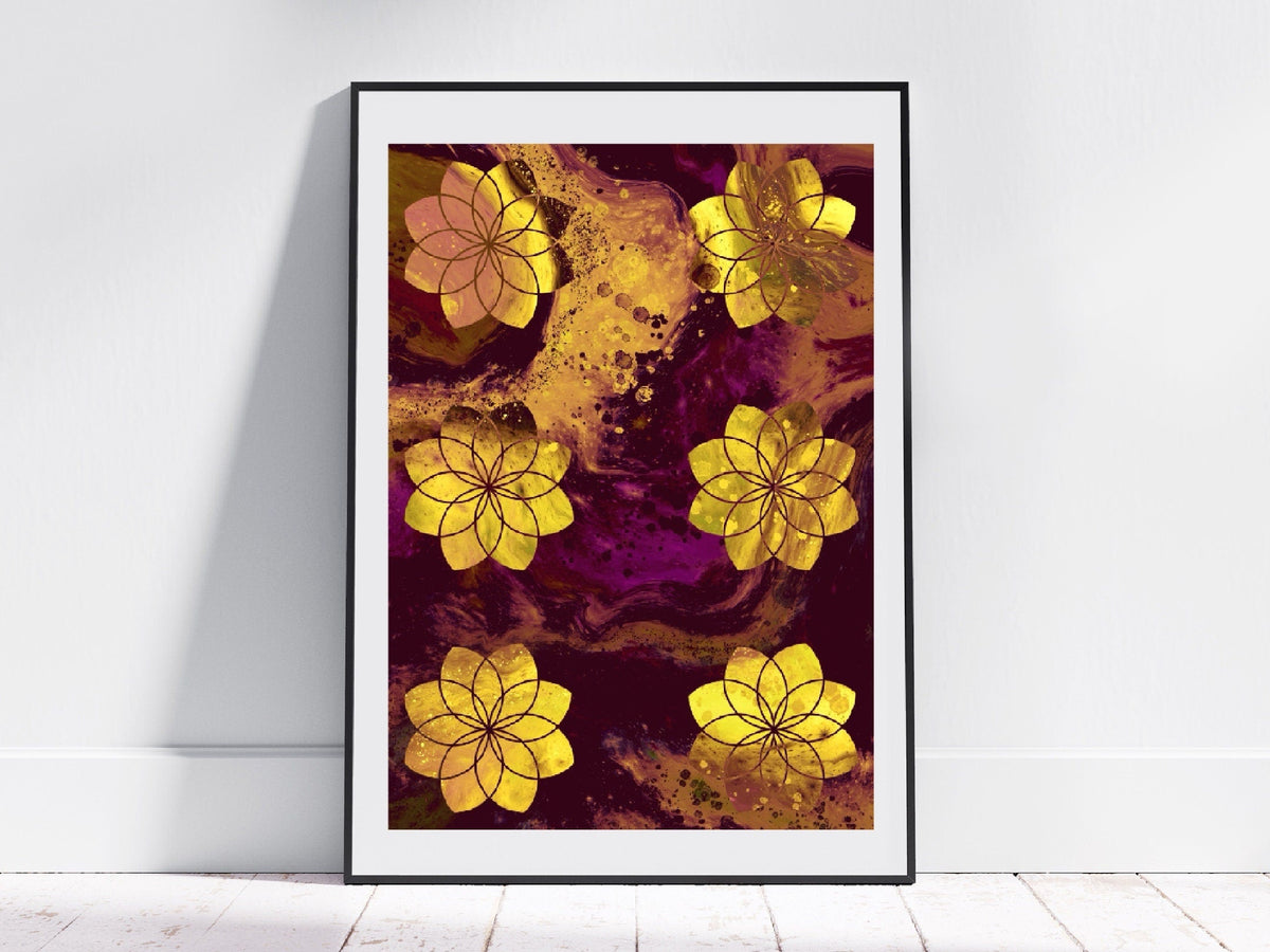 Seed of life art print, sacred geometry wall art