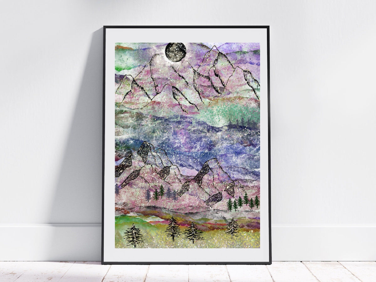 Mountain art print, mountain wall art
