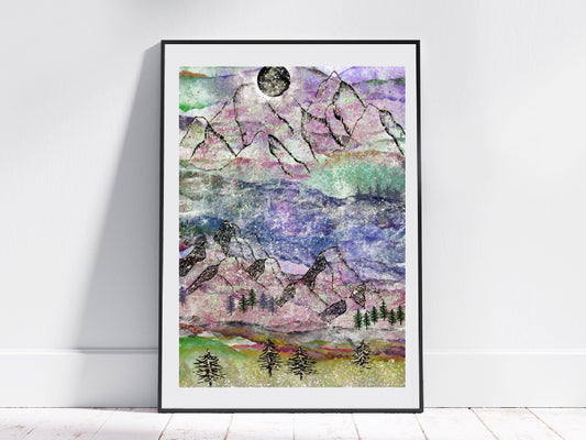 Mountain art print, mountain wall art