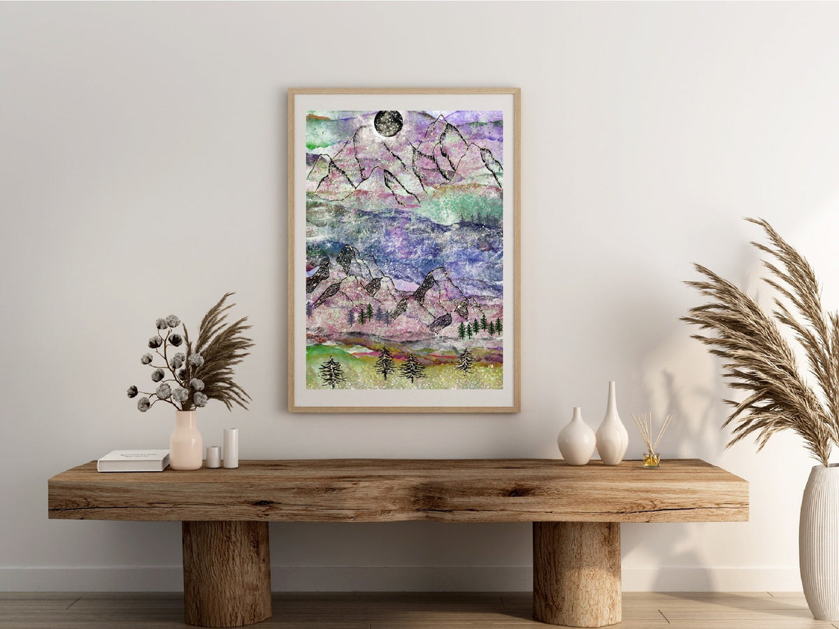 Mountain art print, mountain wall art