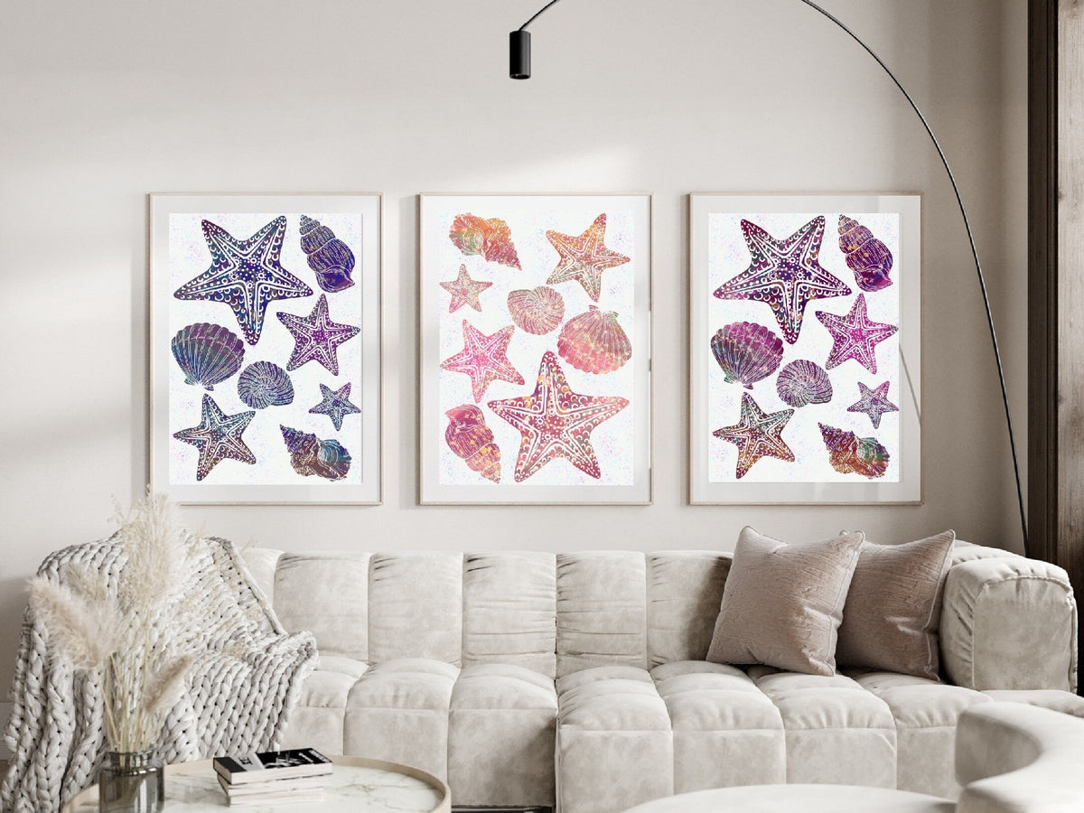 Coastal art prints set