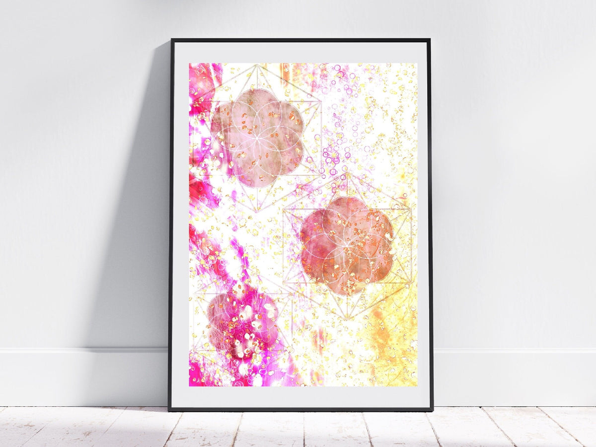 Seed of life art print, sacred geometry wall art