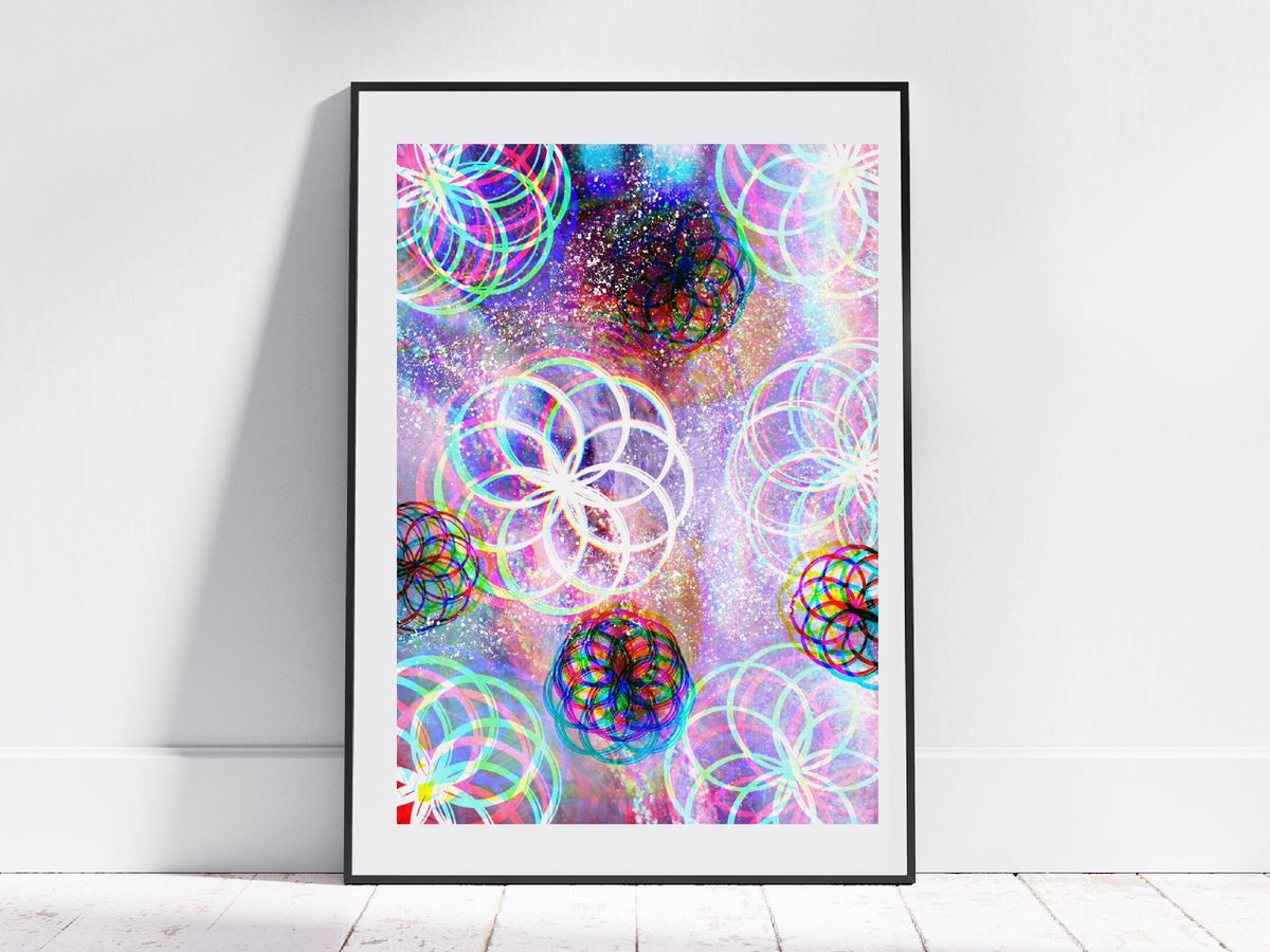 Sacred geometry art print, seed of life wall art