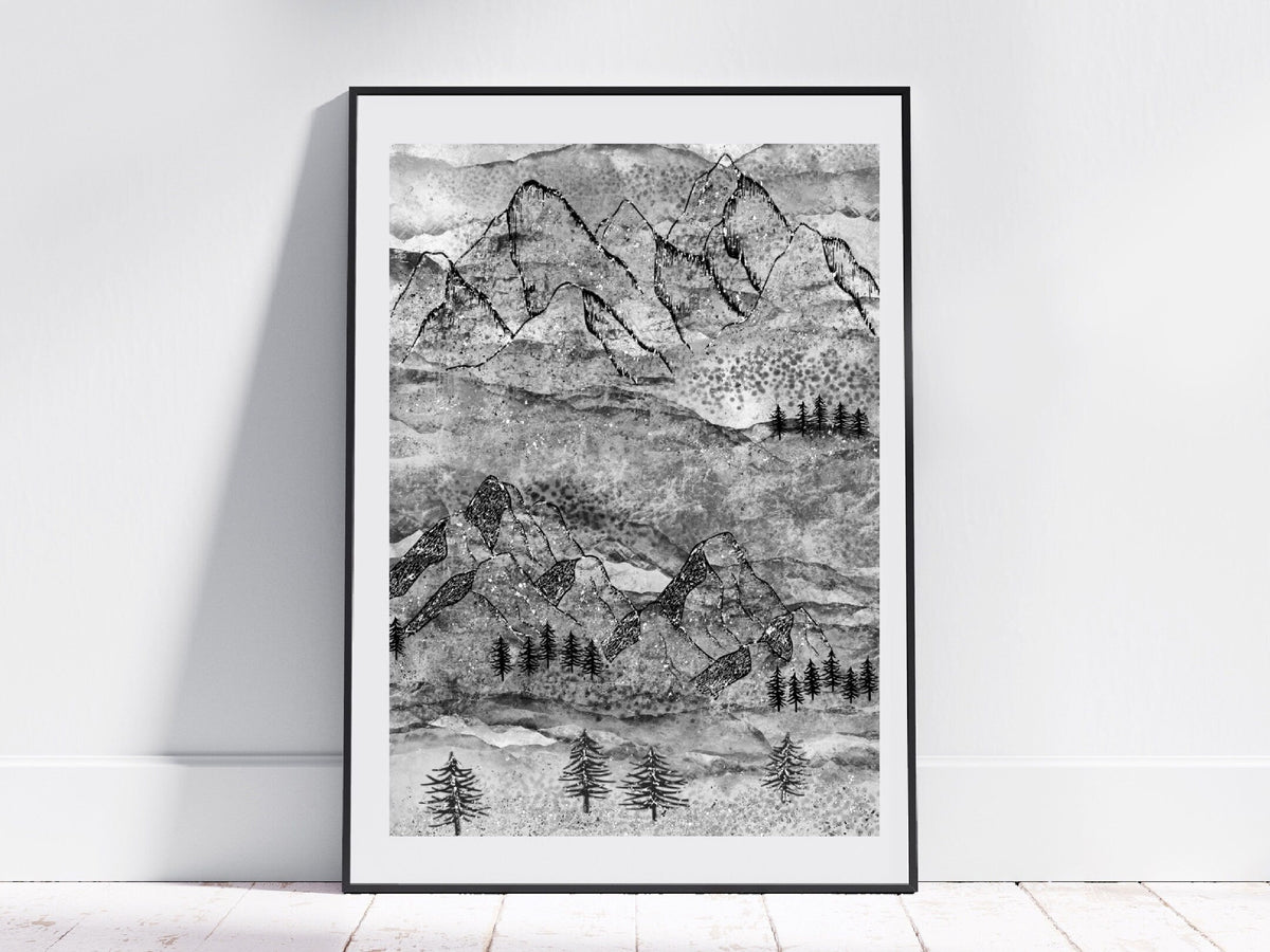 Mountain art print, mountain wall art
