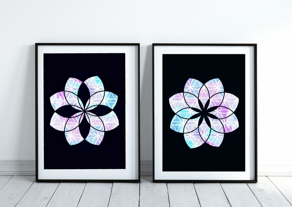Sacred geometry art prints, set of two