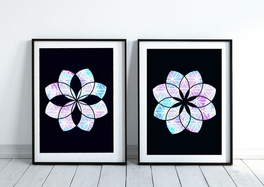 Sacred geometry art prints, set of two