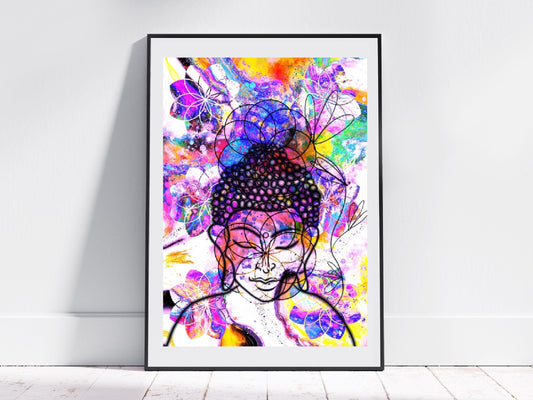 Meditating Buddha art print, spiritual wall art