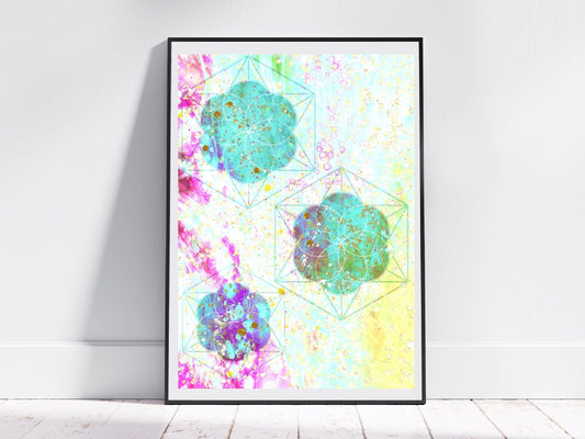 Sacred geometry art print, seed of life wall art
