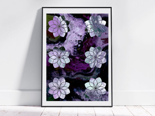 Seed of life art print, sacred geometry wall art