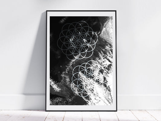 Flower of life art print, sacred geometry wall art