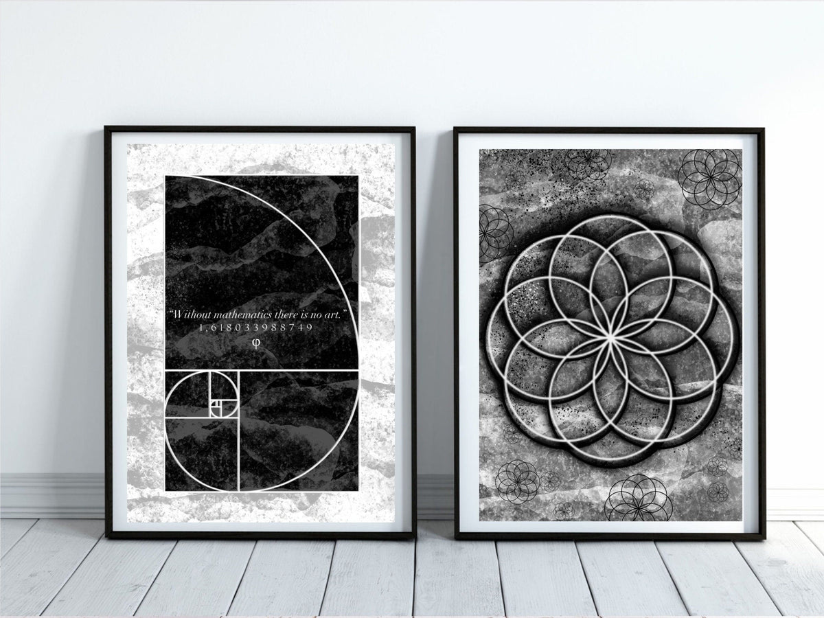 Sacred geometry art print set of 2, spiritual wall art