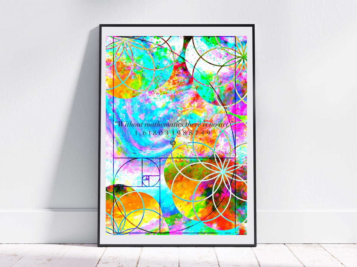 Fibonacci art print, sacred geometry wall art