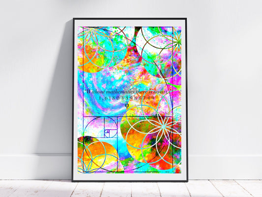 Fibonacci art print, sacred geometry wall art