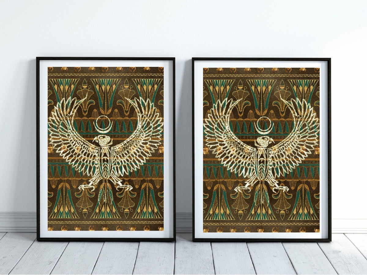 Ancient Egyptian Art prints | Set of Two | Black and Gold