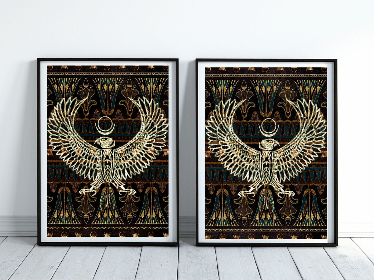 Ancient Egyptian Art prints | Set of Two | Black and Gold