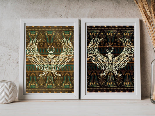 Egyptian Art prints | Set of Two | Black and Gold