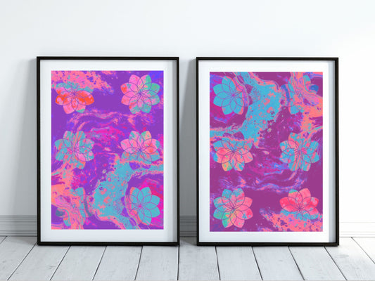 Seed of life art print set, sacred geometry wall art
