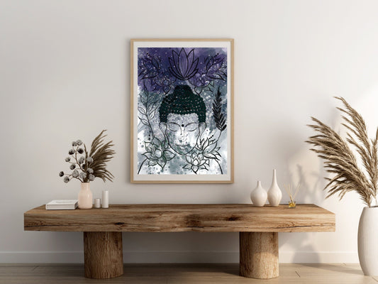 Buddha art print, spiritual wall art 