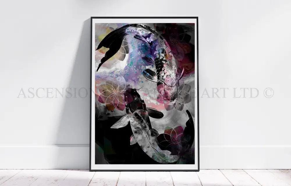 Japanese koi fish art prints, Feng Shui wall art