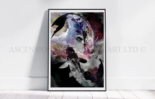 Japanese koi fish art prints, Feng Shui wall art