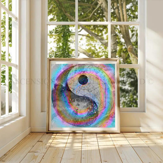 Meditation art print, yin and yang