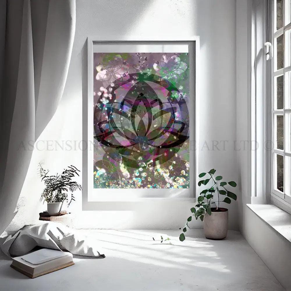Meditation art print, meditation wall art, lotus.